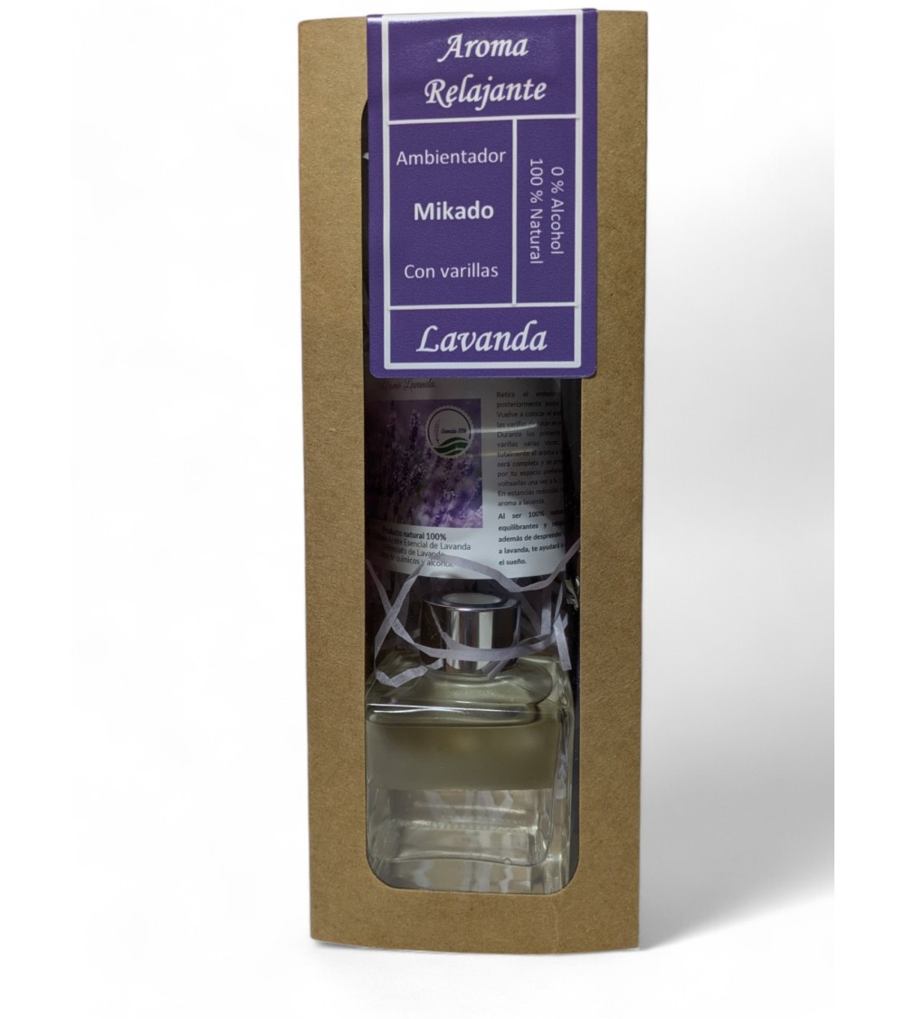 Ambientador Mikado con Varillas de rattan. Aroma Lavanda. Frasco de 100 ml.