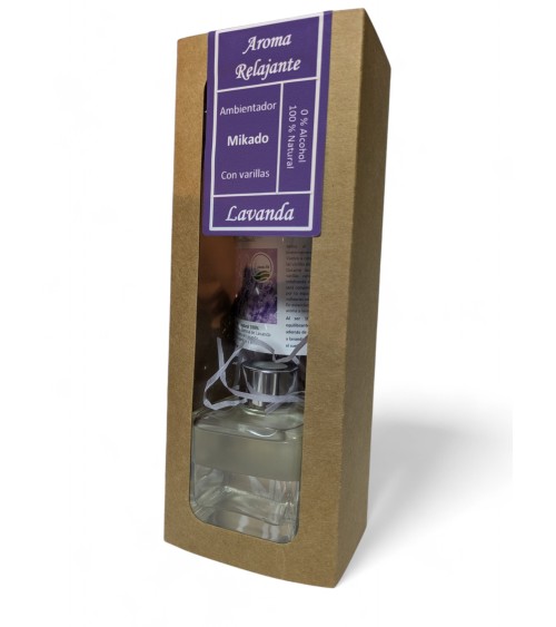 Ambientador Mikado con Varillas de rattan. Aroma Lavanda. Frasco de 100 ml.